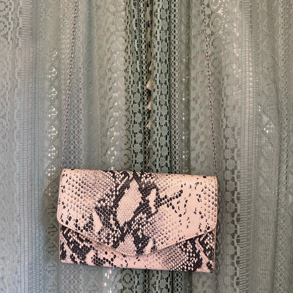 Steve Madden Snake-Print Chain Crossbody Bag